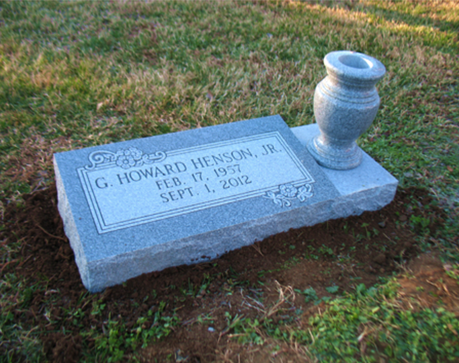Henson Flat Grave Marker With Vase