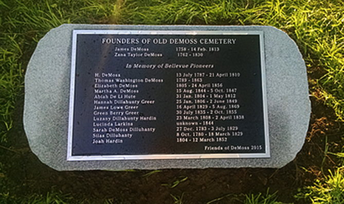 Old Demoss Cemetery Dedication Plaque